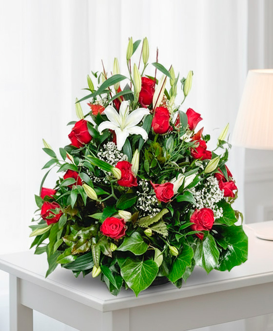 Centro de rosas rojas