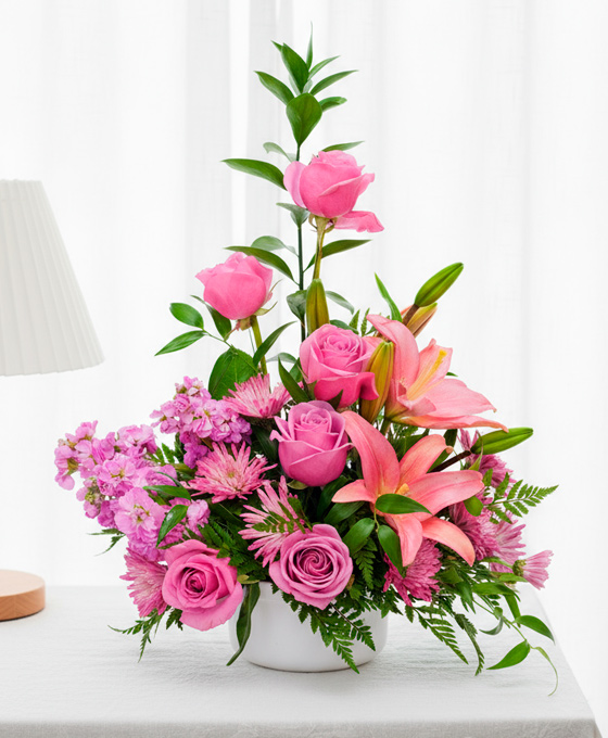 Centro Rosas y Liliums Rosados