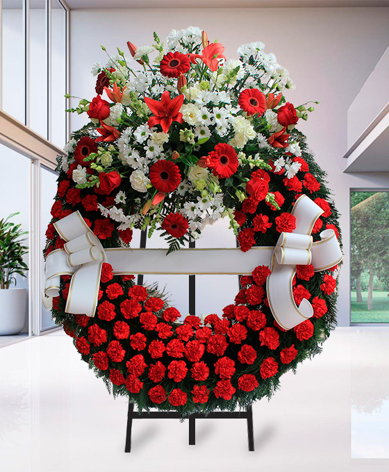 Corona Funeraria Roja y Blanca